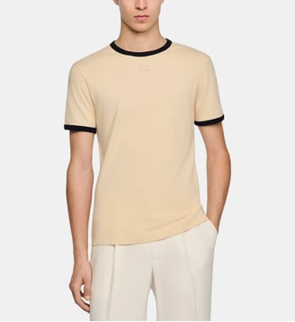 T-shirt bicolore à patch - Sandro - Sable