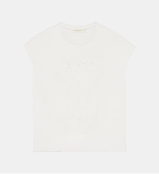 T-shirt sans manches col rond imprimé broderie TUNSET La Petite Etoile