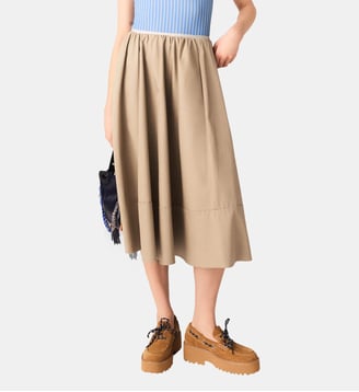 Jupe mi-longue en coton - Maje - Beige mastic