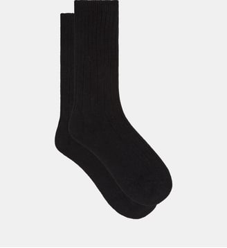 Chaussettes mi-hautes côtelées Cachemire - Dim - Noir