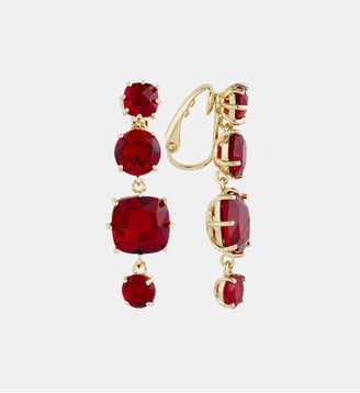 Boucles d'oreilles 4 pierres La Diamantine rouge grenat - Les Néréides - Rouge