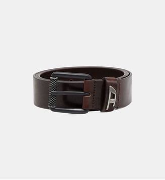 Ceinture 3.5 cm en cuir brillant avec boucle à logo - Diesel - Marron