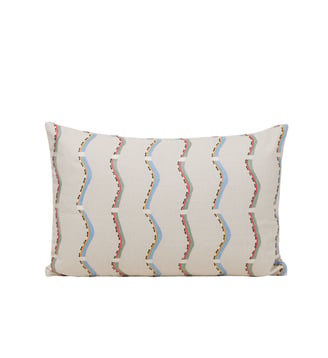 Housse De Coussin  Motif en zigzag brodé - Madura - Naturel et multicolore