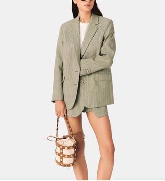 Veste de tailleur en lin mélangé - Maje - Kaki