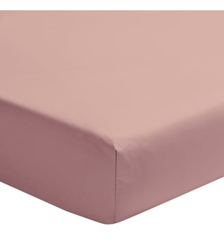 Drap housse uni en percale de coton, bonnet de 30cm, PREMIÈRE - Essix - Rose moyen