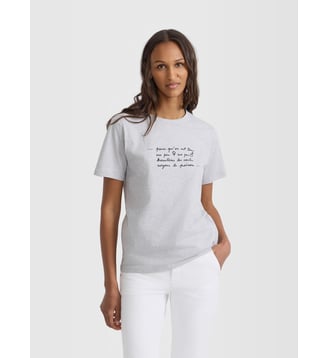 t-shirt Le Mixte en coton gris sérigraphie d'Agnès - Agnès b. - Chiné blanc