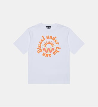 T-shirt avec logo sur la poitrine - Diesel Kids - Blanc
