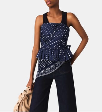 Top bustier imprimé - Maje - Marine pois bandana print