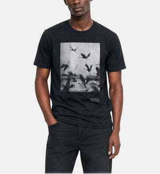 T-shirt sérigraphie oiseaux noir - The Kooples - Noir clair
