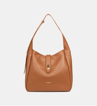 Grand sac seau Top Double en cuir - Lancaster - Camel