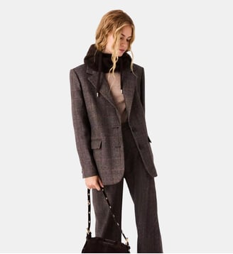 Veste de tailleur avec ceinture - Maje - Marron