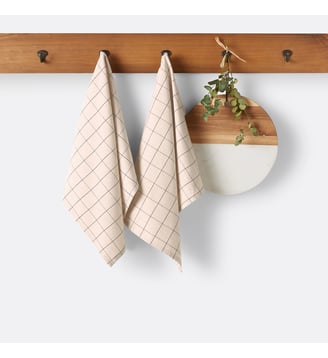 Lot de 2 torchons tissé teint coton/lin La Redoute Interieurs