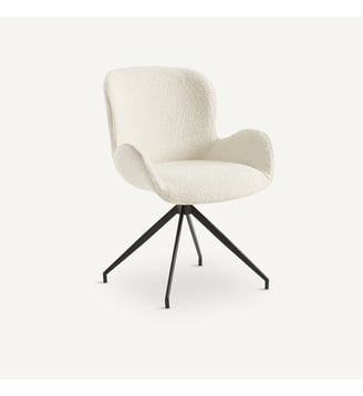 Fauteuil de table pivotant, bouclette - AM.PM - Craie