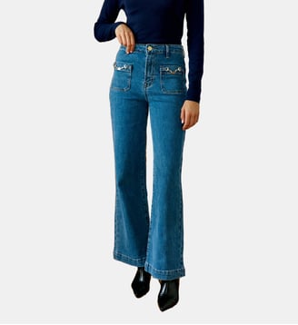 Jean uni ATLANTYNA - La Petite Etoile - Bleu denim