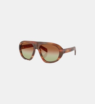 Lunettes de soleil Irrégulier PR C05SF - Prada - Chêne rayé