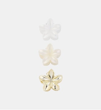 Set de 3 pinces cheveux fleurs blanc perle et dorée - Balaboosté - Blanc