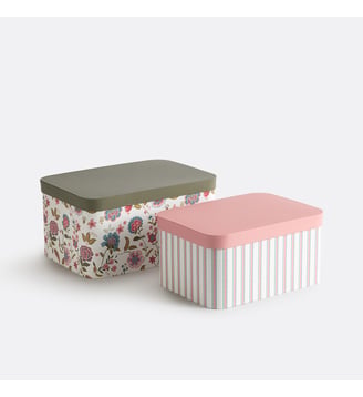 Lot de 2 boîtes gigognes à couvercle - La Redoute Interieurs - Multicolore