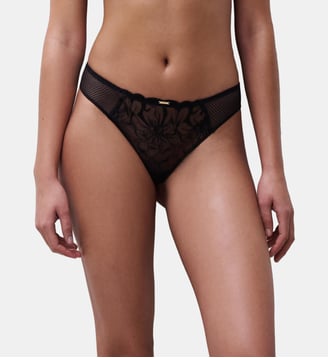 Tanga broderie florale - Chantelle - Noir