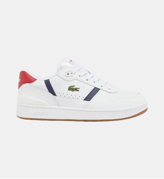Sneakers T-Clip Set homme en cuir - Lacoste - Blanc marine et rouge