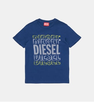 T-shirt en jersey avec logo - Diesel Kids - Bleu denim
