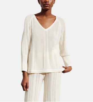 Pull col V pointelle - Bompard - Naturel