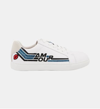 Baskets En Cuir Simone Retro Amour - Bons Baisers - Blanc