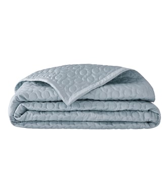 Couvre-lit matelassé uni en satin de coton bio, POESIE - Alexandre Turpault - Bleu baltique