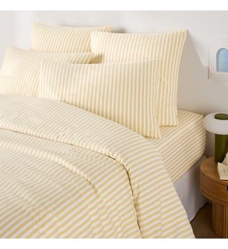 Housse de couette en coton, rayures en tissé-teint - La Redoute Interieurs - Rayé jaune