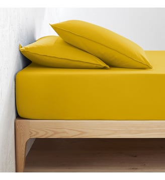Drap housse uni coton lavé bonnet 30cm La Redoute Interieurs