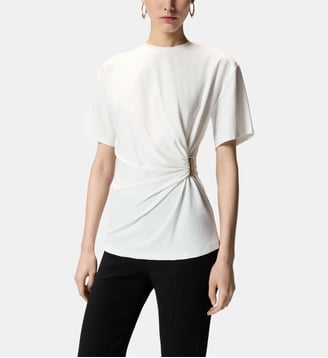 T-shirt avec drapé et détail doré - Pinko - Blanc et blanche neige