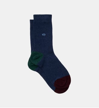 Chaussettes en coton peigné unies - Billybelt - Bleu marine et vert