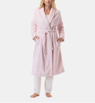 Peignoir en peluche flanelle ESSENTIEL H61B - Lingerie Le Chat - Rose