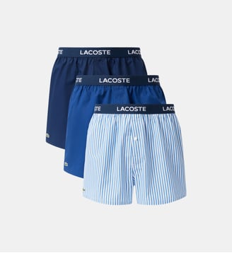 Lot de 3 caleçons popeline de coton - Lacoste - Bleu et bleu marine