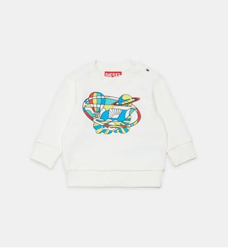 Sweat-shirt à col rond avec logo - Diesel Kids - Blanc cassé
