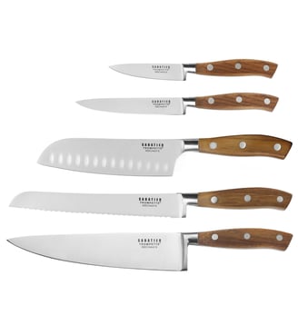 Set de 5 couteaux de cuisine - Sabatier Trompette - Bois