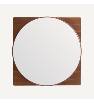 Miroir rond avec encadrement en noyer, hauteur 90 cm - AM.PM - Noyer