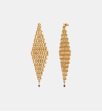 Boucles d'oreilles longues tiges percées   - Babylone - Satellite - Doré