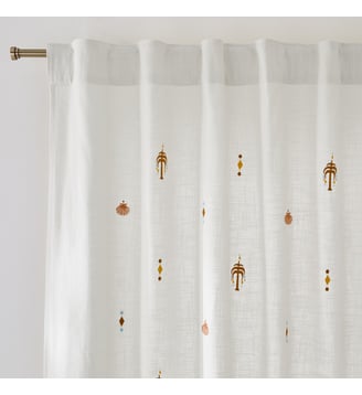 Rideau en coton, motifs exotiques brodés, pattes cachées - La Redoute Interieurs - Multicolore