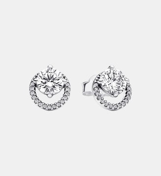 Clous d'Oreilles Halo Rond Scintillant - Pandora - Argenté