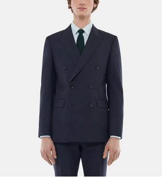 Veste de costume croisée en toile - Fursac - Bleu marine