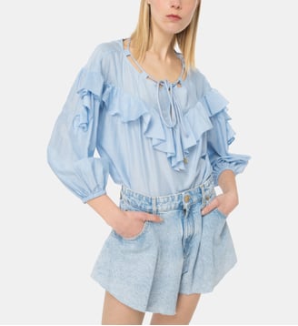 Blouse à maxi volant - Pinko - Bleu délavé