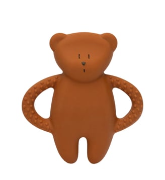 Ourson dentition caoutchouc naturel - Moonie - Marron