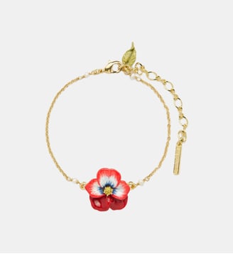 Bracelet fin pensée rouge et cristal - Les Néréides - Rouge