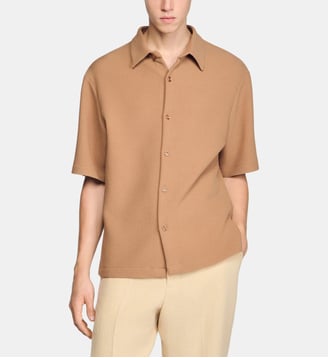 Chemise effet texturé à col requin - Sandro - Camel