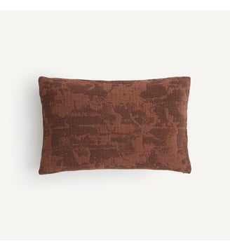 Housse de coussin en jacquard de coton - AM.PM - Rouge brique