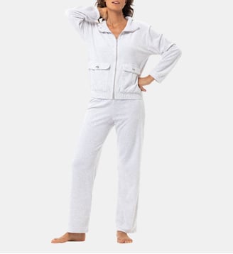 Ensemble homewear zippé en velours RELAX 226 - Lingerie Le Chat - Gris
