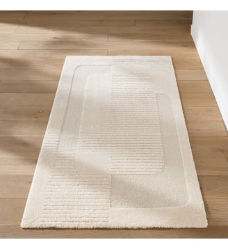 Tapis de couloir, motif géométrique reliéfé - La Redoute Interieurs - Écru