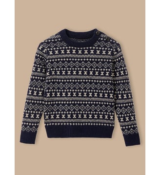Pull jacquard avec laine - Cyrillus - Marine
