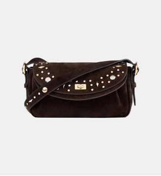 Sac LE MAMBO JANYS en suède à studs - Sandro - Marron foncé