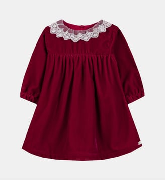 Robe - Cerise velours col dentelle - Tartine Et Chocolat - Rouge